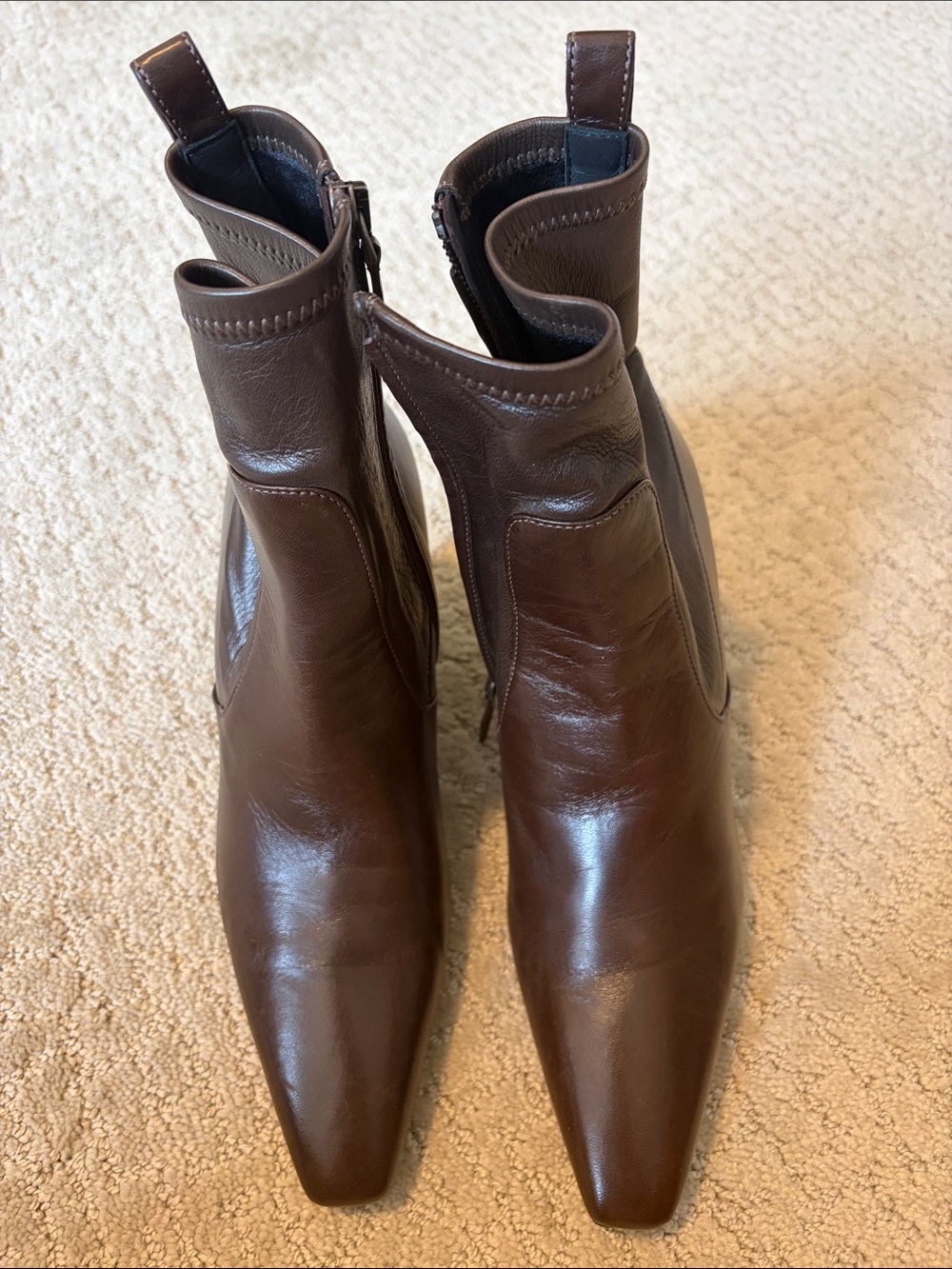 Brunello Cucinelli Brown Leather Pointed Ankle Boots